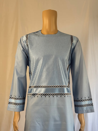 Light Blue-Gray Stitched Clothing - Men's Traditional Afghan Outfit