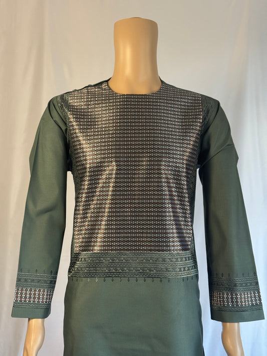 Dark Green Stitched Clothes - Men's Traditional Afghan Outfit