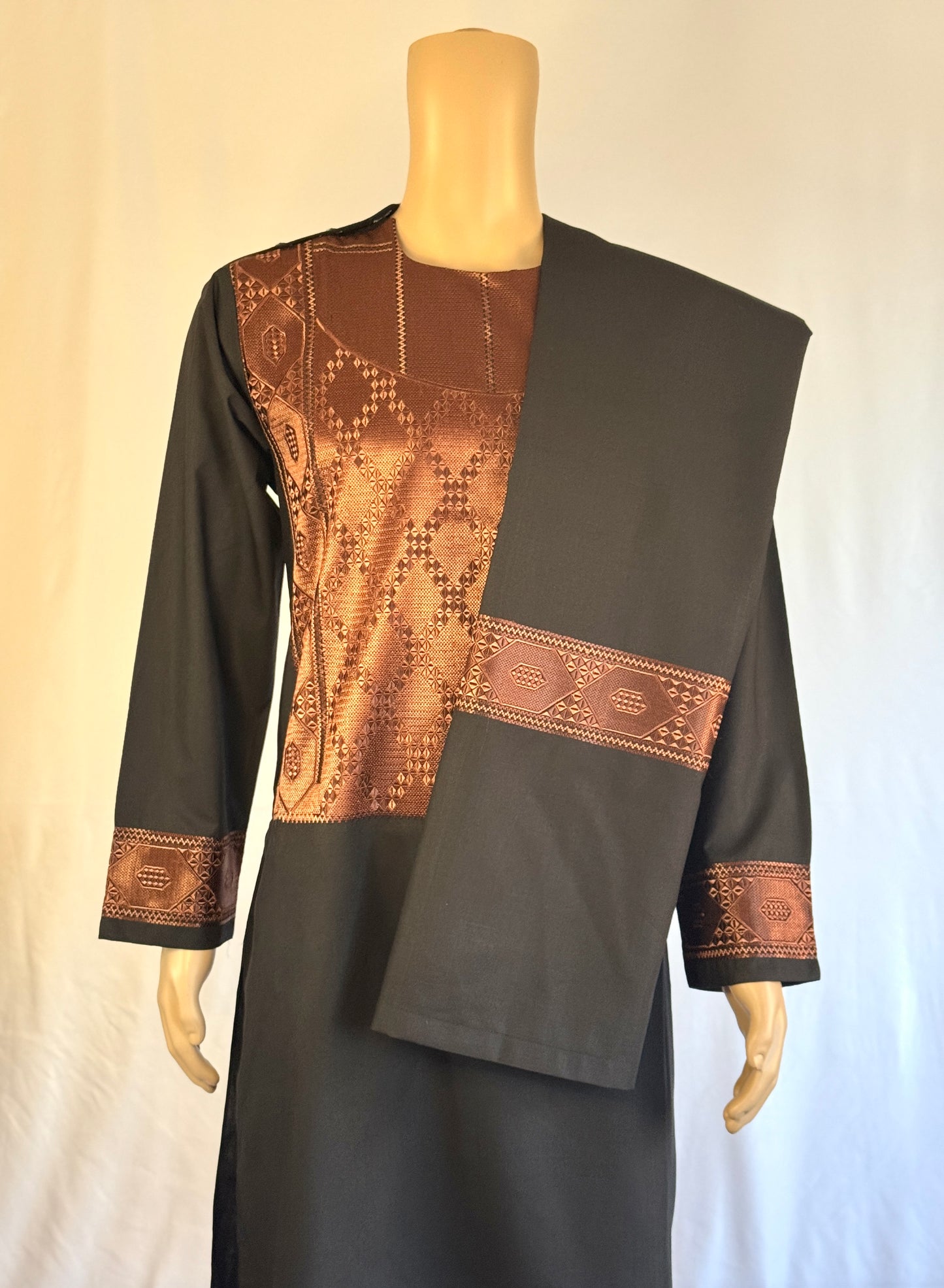 Black Stitched Set - Men's Traditional Afghan Clothes