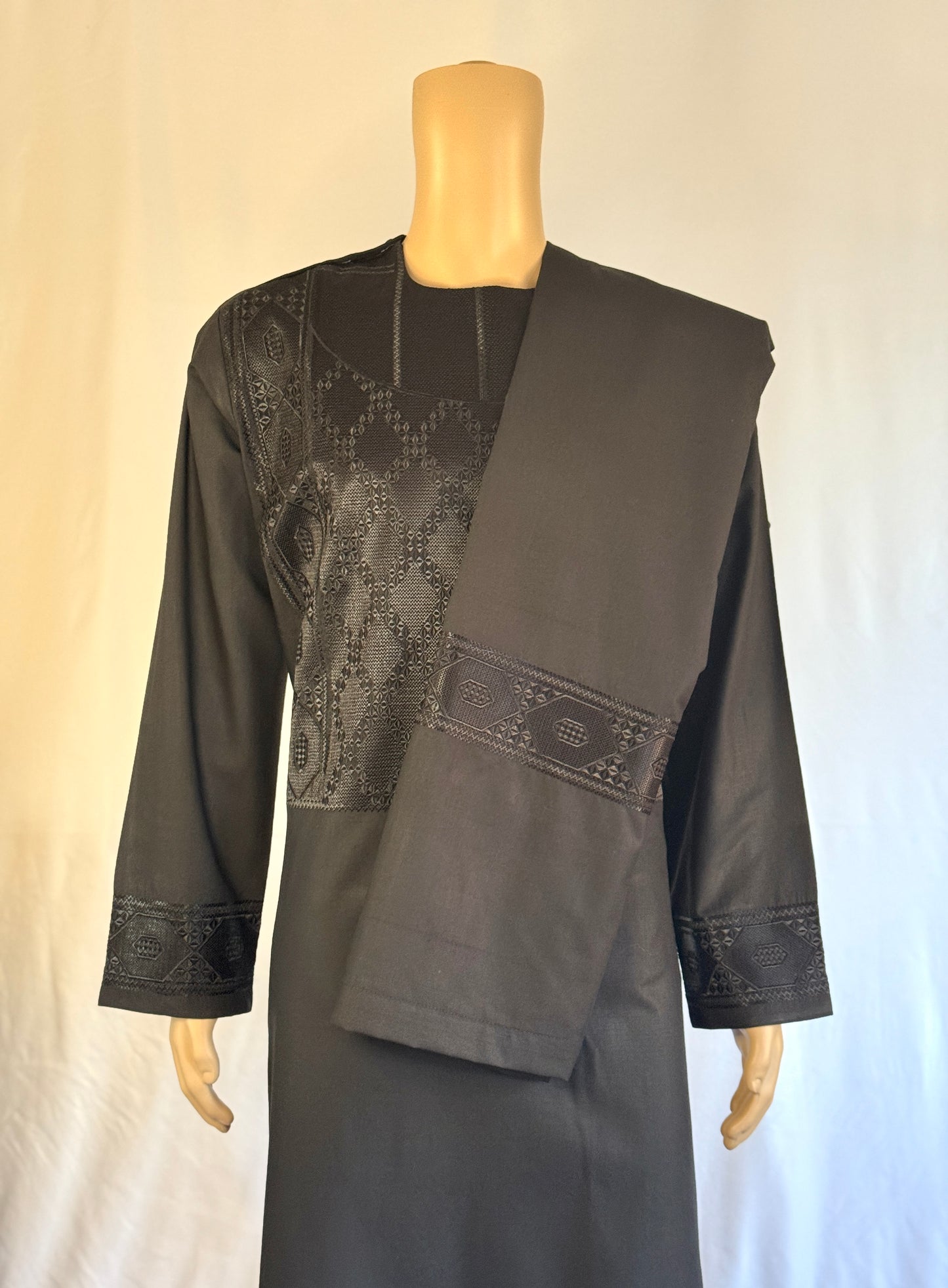 Black Stitched Set - Men's Traditional Afghan Clothes