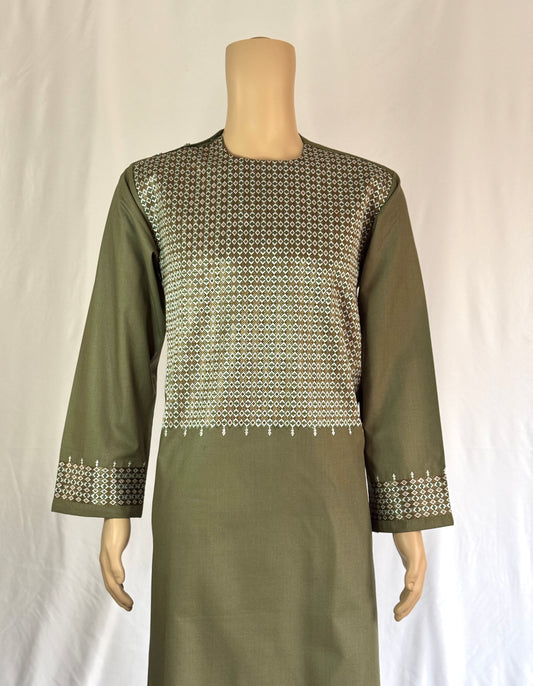 Dark Green Stitched Ghara - Men's Traditional Afghan Clothes