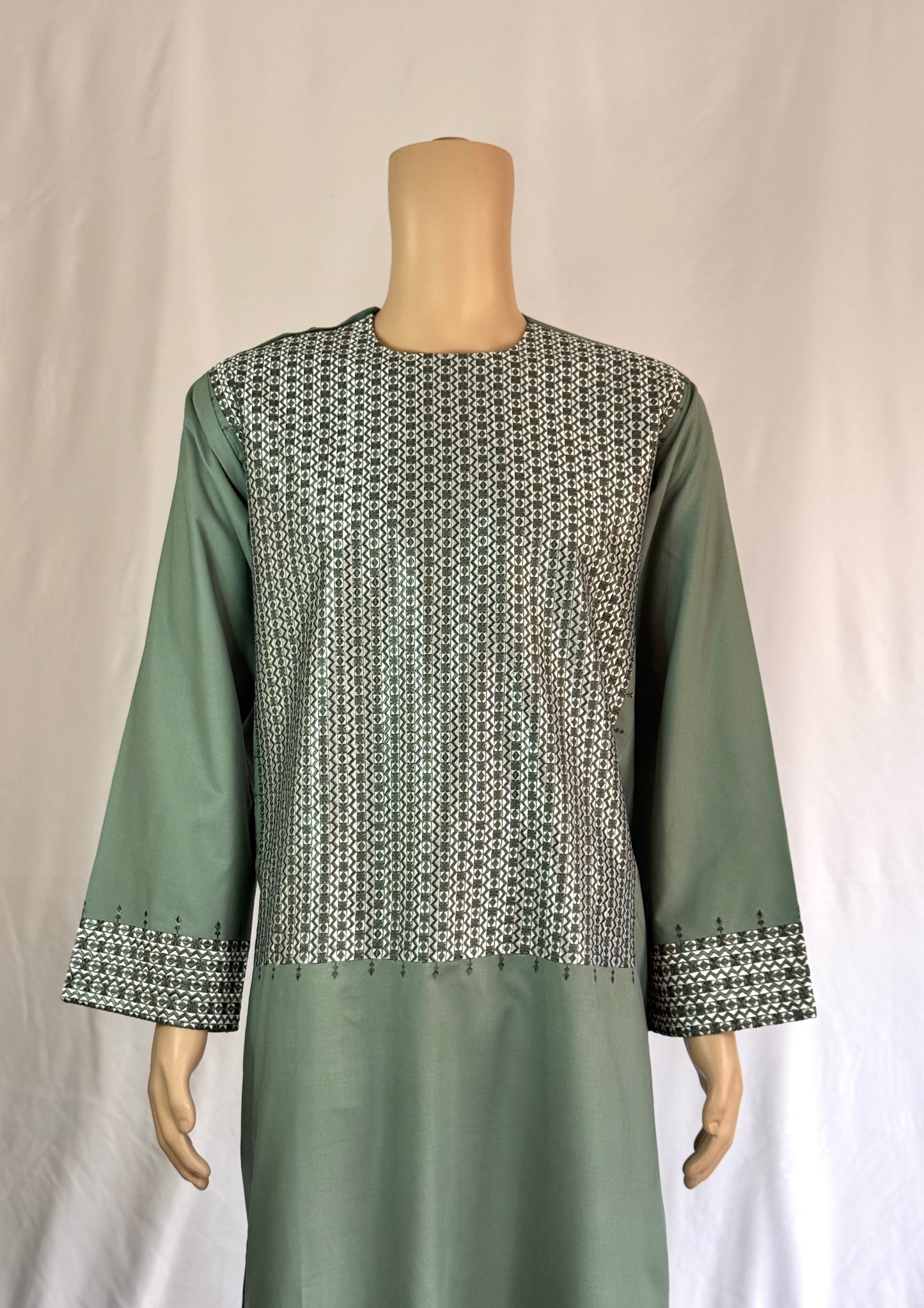 Green Stitched Ghara - Men's Traditional Afghan Clothes