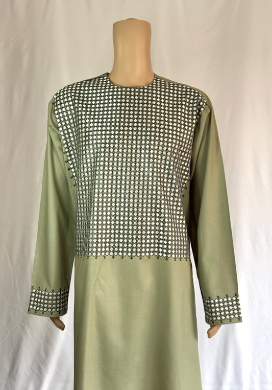 Green Stitched Ghara - Men's Traditional Afghan Clothes