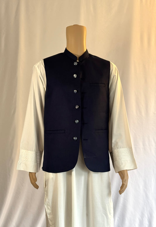 Navy Blue Vest - Men's Traditional Afghan Clothes