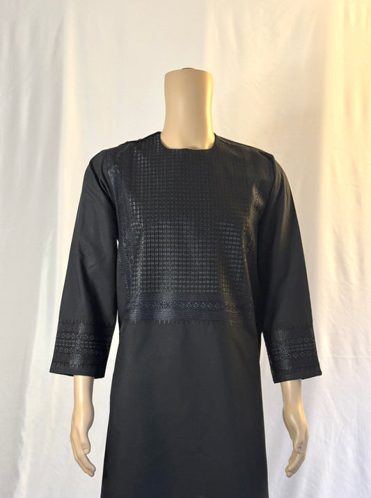 Black Stitched Ghara - Men's Traditional Afghan Clothes