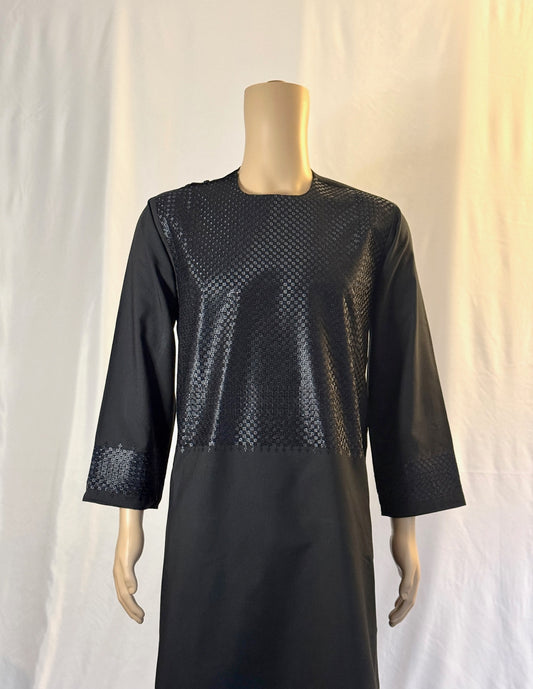 Black Stitched Ghara - Men's Traditional Afghan Clothes