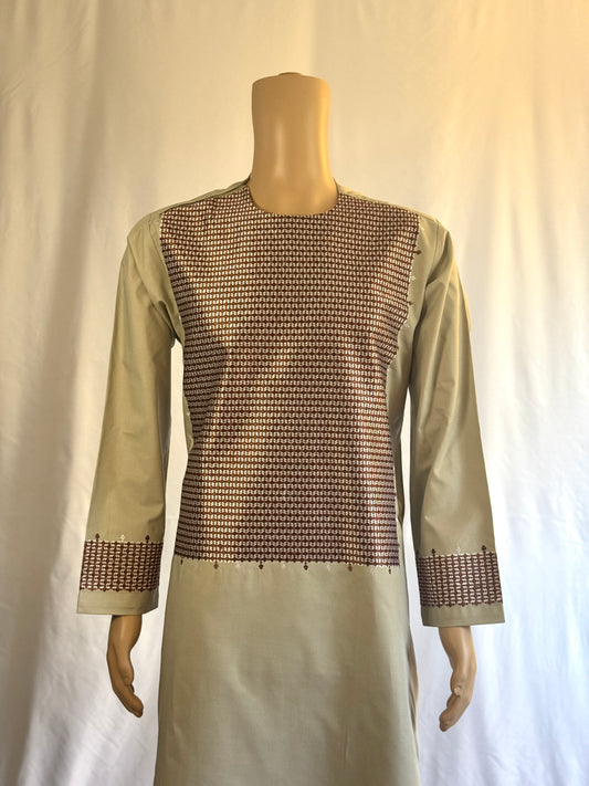 Light Gray Stitched Ghara - Men's Traditional Afghan Clothes
