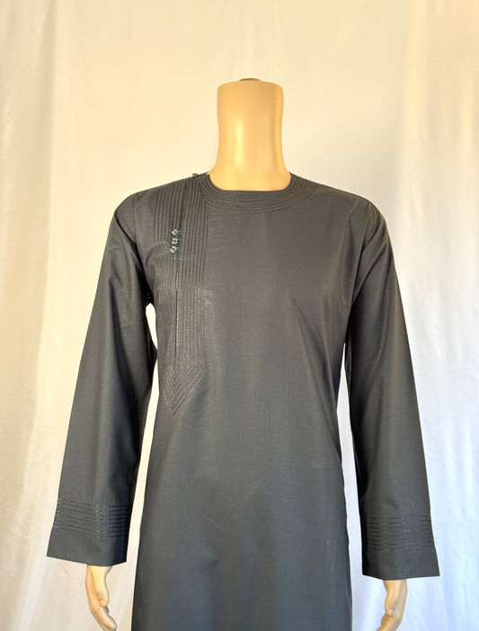Dark Gray Stitched Qasimi Style - Men's Traditional Afghan Clothes