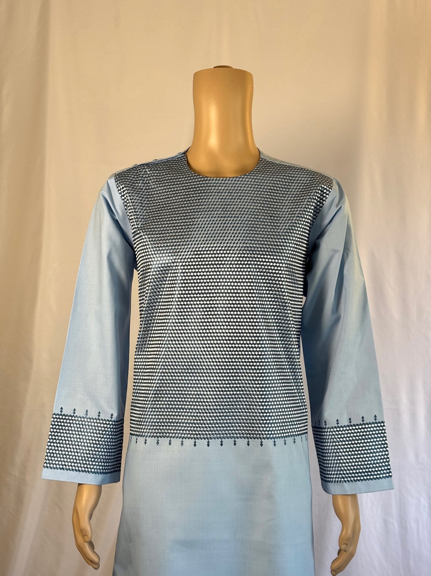 Blue-Gray Stitched Clothes - Men's Traditional Afghan Outfit