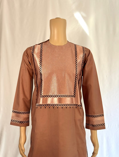 Dark Tan Stitched Clothes - Men's Traditional Afghan Outfit
