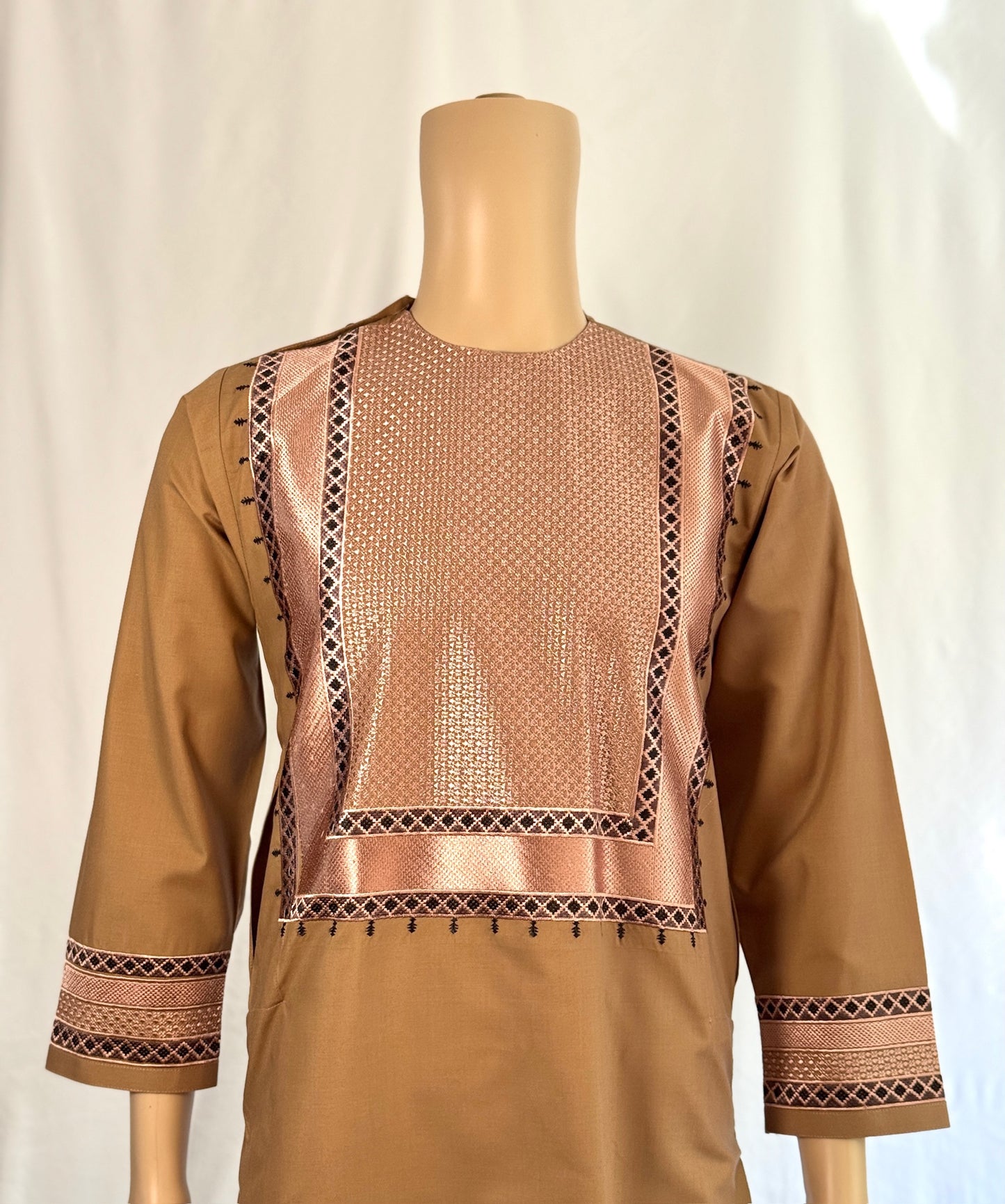 Tan Stitched Clothes - Men's Traditional Afghan Outfit