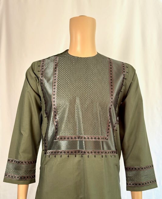 Dark Green Stitched Clothes - Men's Traditional Afghan Outfit