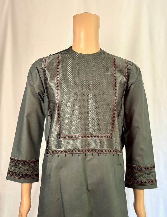 Dark Gray Stitched Clothes - Men's Traditional Afghan Outfit