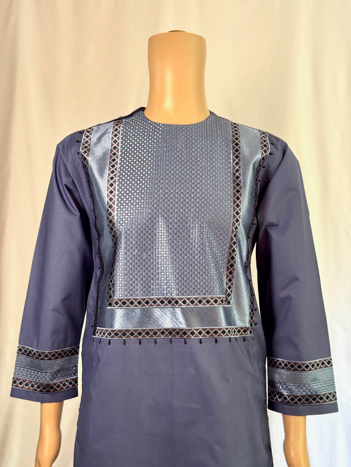 Dark Blue-Gray Stitched Clothes - Men's Traditional Afghan Outfit
