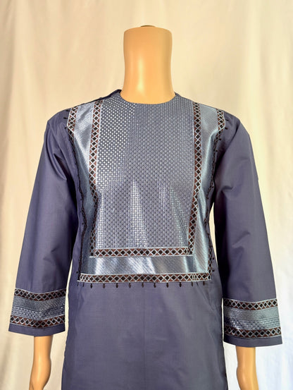 Dark Blue-Gray Stitched Clothes - Men's Traditional Afghan Outfit