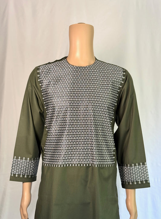 Dark Green Stitched Clothes - Men's Traditional Afghan Outfit
