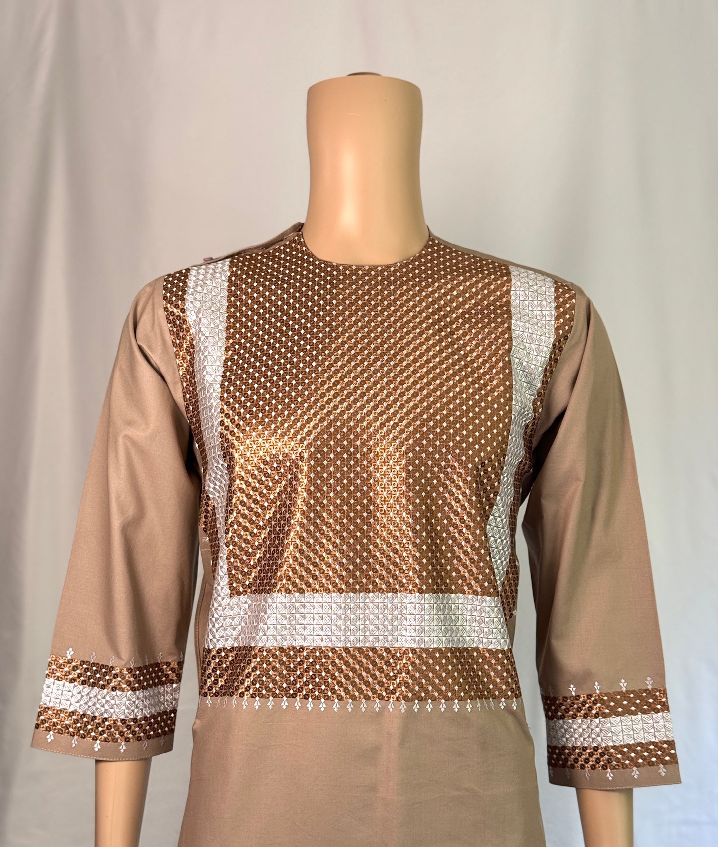 Beige Stitched Clothes- Men's Traditional Afghan Outfit