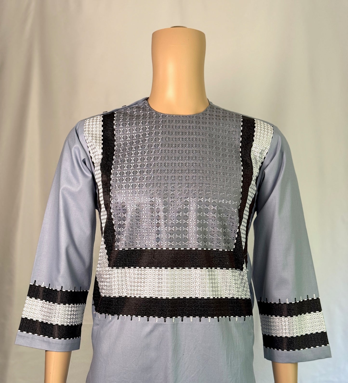 Light Blue-Gray Stitched Clothes - Men's Traditional Afghan Outfit