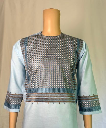 Light Blue Stitched Clothes - Men's Traditional Afghan Outfit