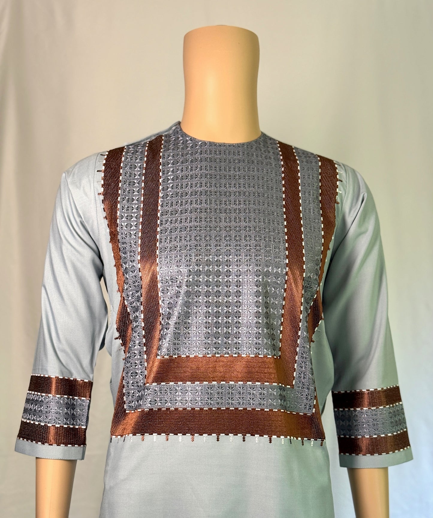 Light Blue Grey Stitched Clothes - Men's Traditional Afghan Outfit