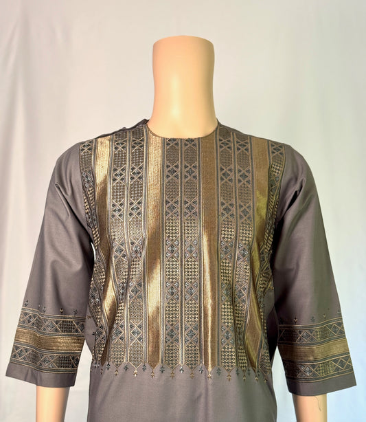 Dark Gray Stitched Clothes - Men's Traditional Afghan Outfit