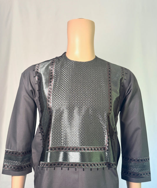 Dark Gray Stitched Clothes - Men's Traditional Afghan Outfit