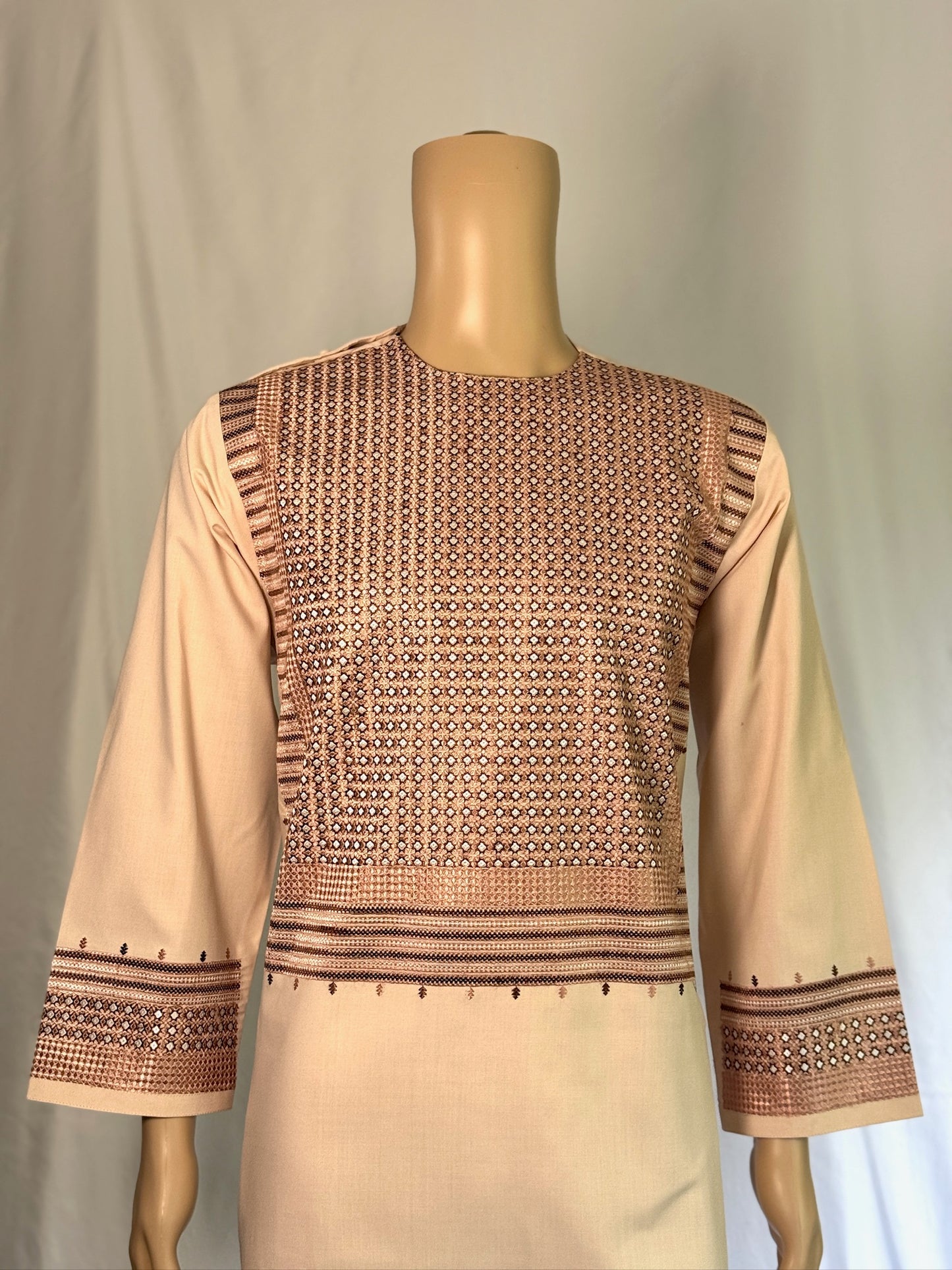 Light Beige Stitched Clothes - Men's Traditional Afghan Outfit