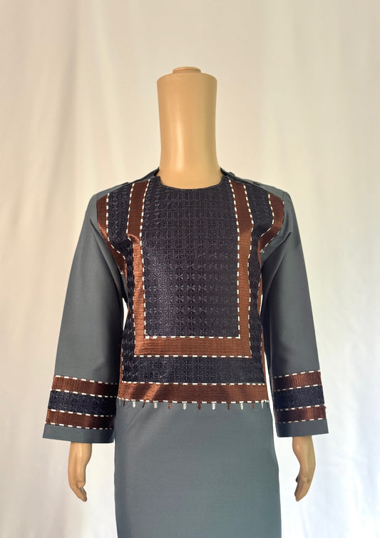 Dark Blue Grey Stitched Clothes - Boy's Traditional Afghan Outfit