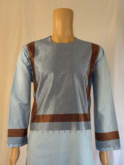 Blue-Gray Stitched Clothes - Men's Traditional Afghan Outfit