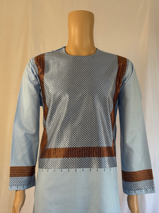 Blue-Gray Stitched Clothes - Men's Traditional Afghan Outfit