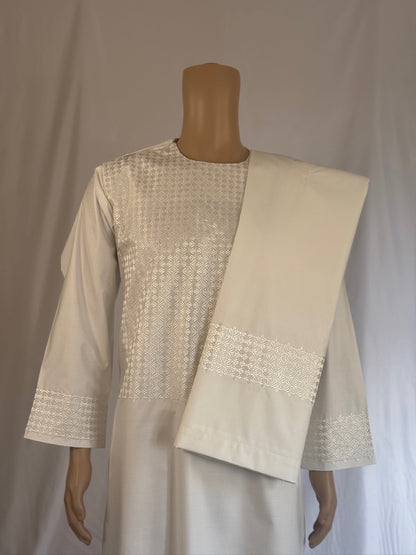 White Stitched Set - Men's Traditional Afghan Clothes
