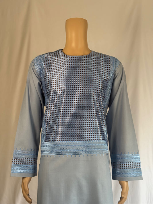 Blue-Gray Stitched Clothes - Men's Traditional Afghan Outfit