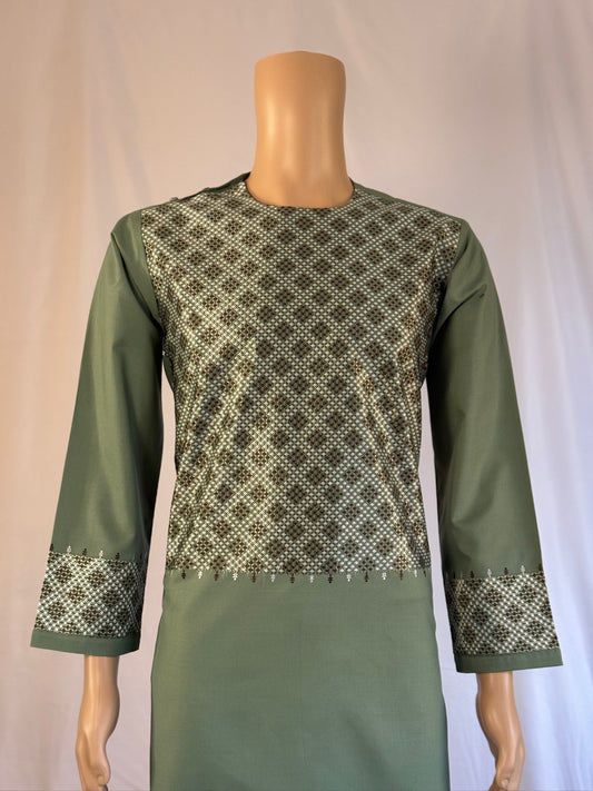 Green Stitched Ghara - Men's Traditional Afghan Clothes