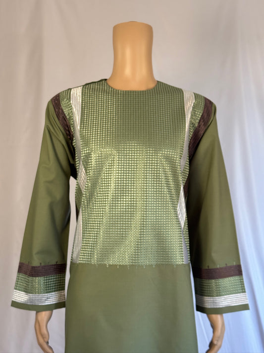 Light Green Stitched Ghara - Men's Traditional Afghan Clothes