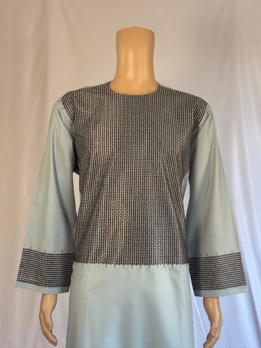 Light Blue-Gray Stitched Ghara - Men's Traditional Afghan Clothes