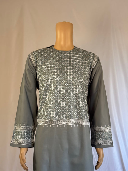 Light Gray Stitched Clothes - Men's Traditional Afghan Outfit