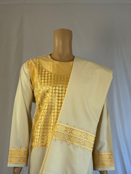Off-White Stitched Set - Men's Traditional Afghan Clothes