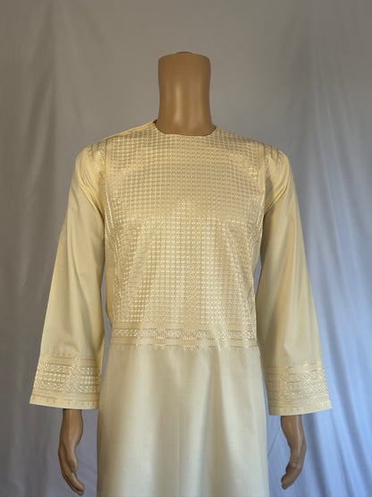 Cream Stitched Ghara - Men's Traditional Afghan Clothes