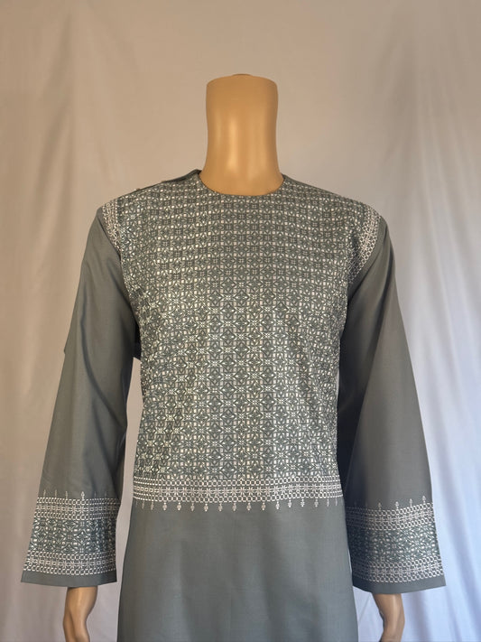 Light Gray Stitched Ghara - Men's Traditional Afghan Clothes