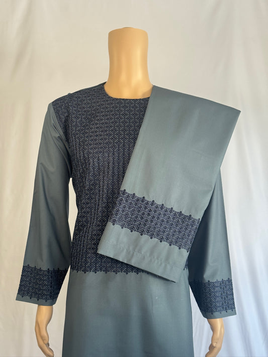 Blue Stitched Set - Men's Traditional Afghan Outfit