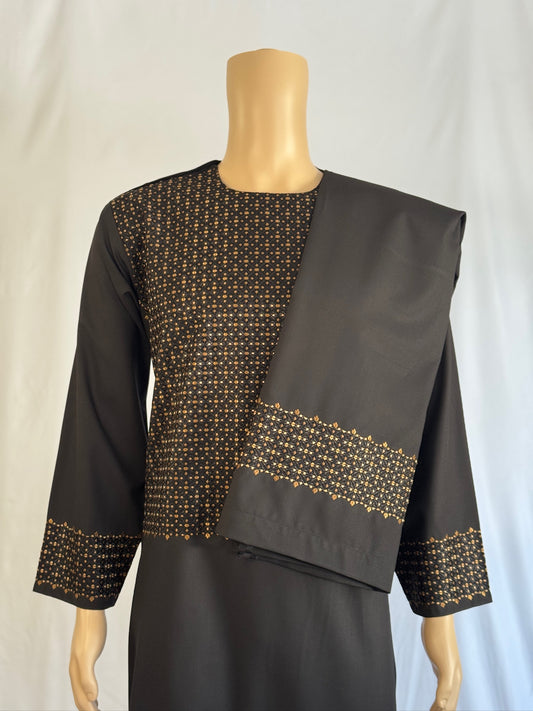 Black Stitched Set - Men's Traditional Afghan Outfit