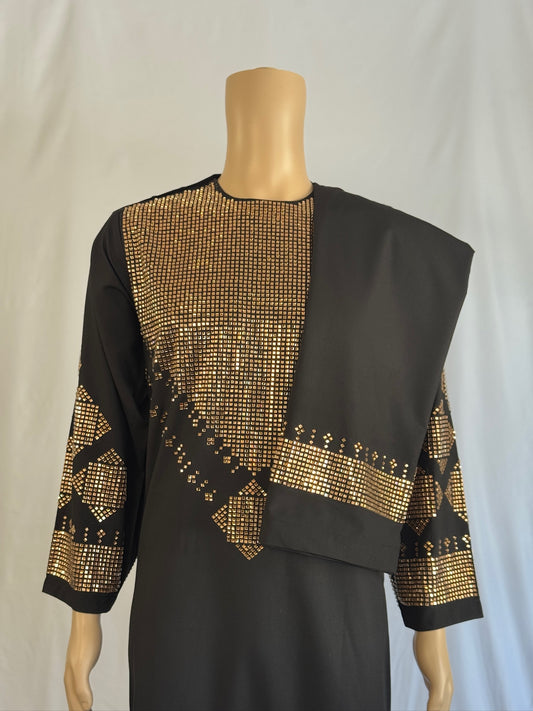 Black Rhinestone Stitched Set - Men's Traditional Afghan Clothes