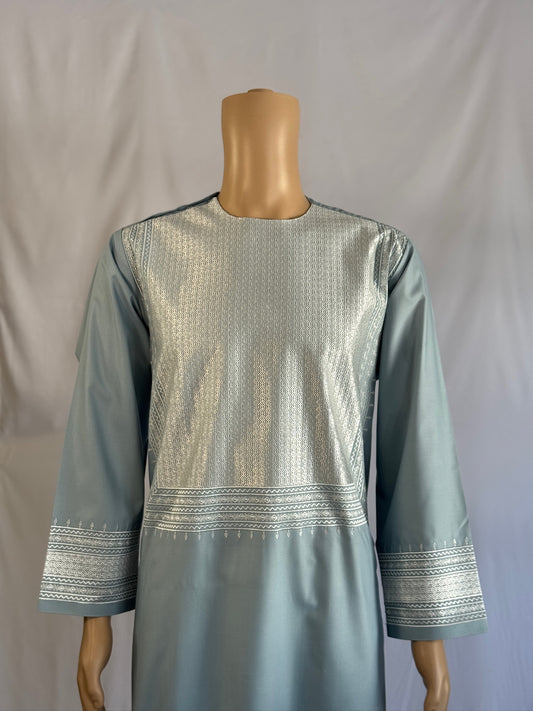 Light Blue-Gray Stitched Ghara - Men's Traditional Afghan Clothes