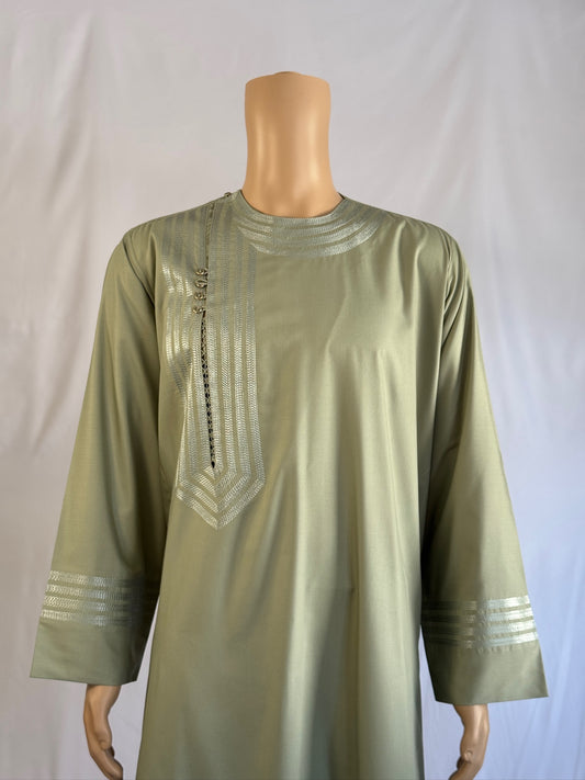 Light Green Stitched Qasimi Style Clothes - Men's Traditional Afghan Outfit