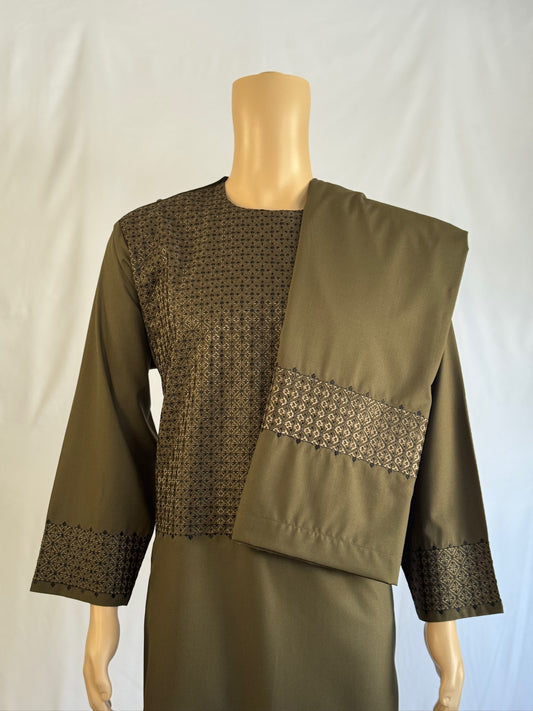 Dark Green Stitched Set - Men's Traditional Afghan Outfit
