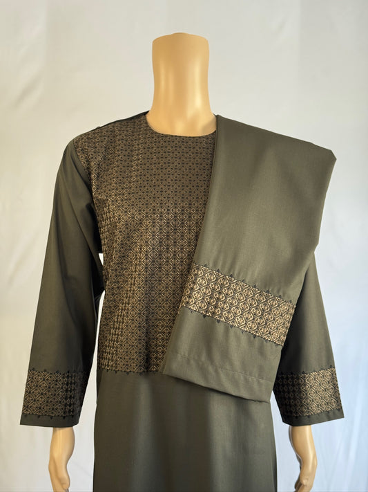 Dark Green Stitched Set - Men's Traditional Afghan Outfit