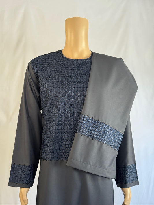 Dark Gray Stitched Set - Men's Traditional Afghan Clothes