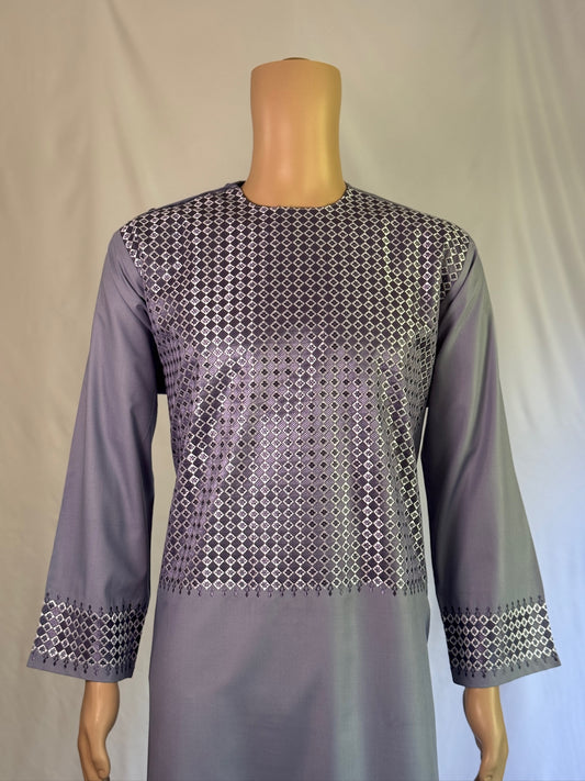 Gray-Violet Stitched Clothes - Men's Traditional Afghan Outfit