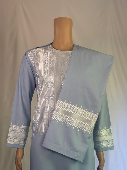 Light Blue Stitched Set - Men's Traditional Afghan Clothes