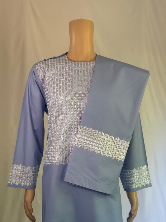 Light Blue Stitched Set - Men's Traditional Afghan Clothes